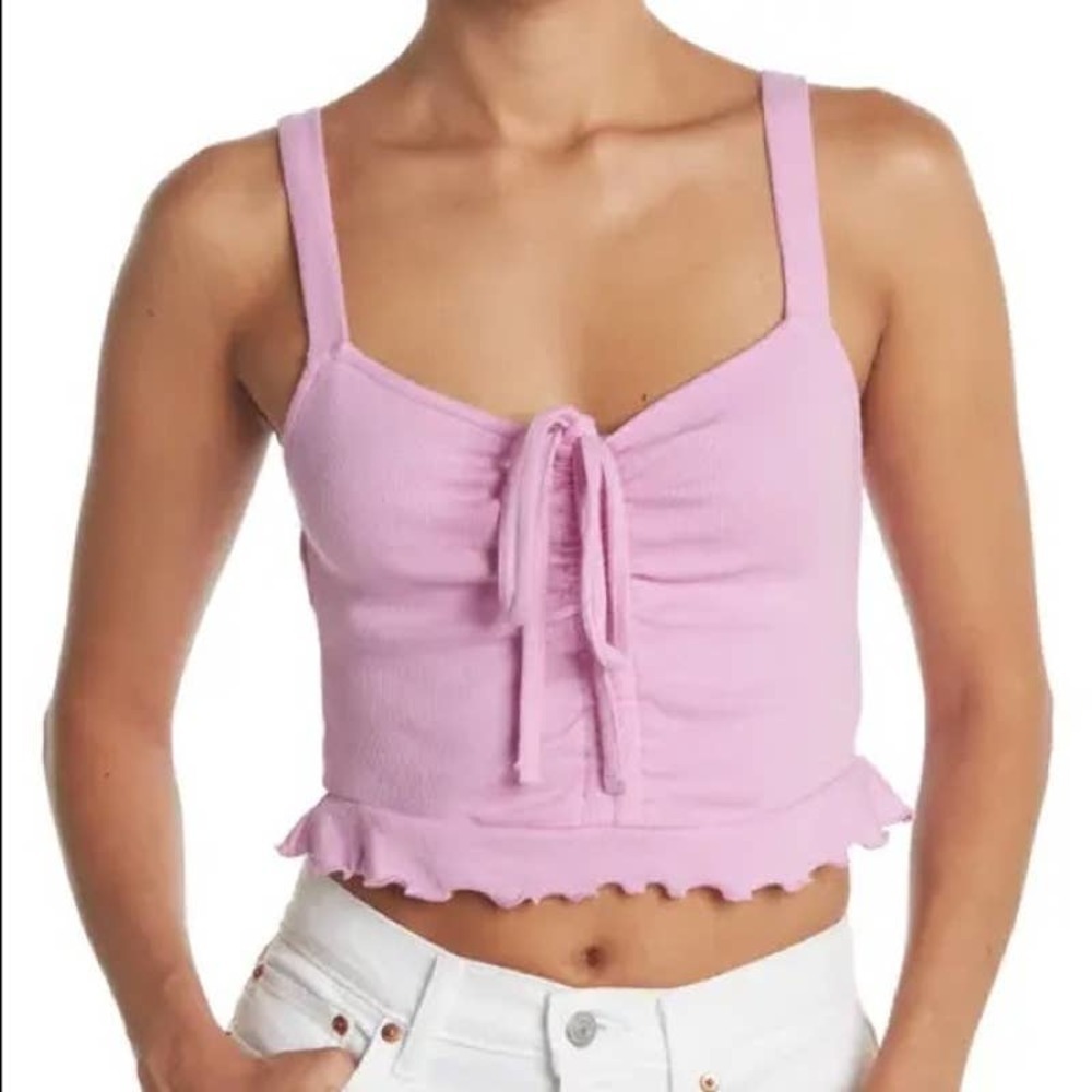 Abound | Cropped Ruched Trim Tie Cami in Purple